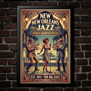 Vintage-Jazz-Kunstplakat aus den 1930er Jahren Poster