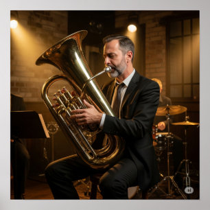 Vintage-Jazz-Tubaspieler Poster