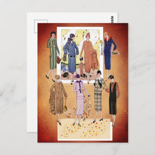Vintage Jazzzeitgestaltung im Herbst Postkarte (Vorne/Hinten)