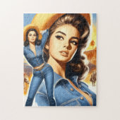 Vintage Jeans Country Frau Puzzle (Vertikal)