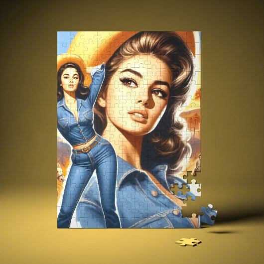 Vintage Jeans Country Frau Puzzle