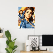 Vintage Jeans Landfrau Poster (Heimbüro)