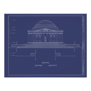 Vintage Jefferson Monument Blaupausen Poster