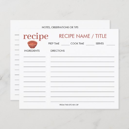 Vintage Jelly Mold Rezept Card (Vorne/Hinten)