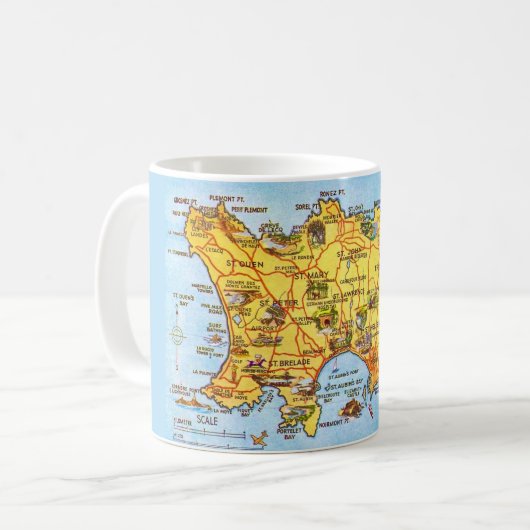 Vintage Jersey Map Kaffeetasse (Vorderseite Links)