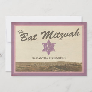 Vintage-Jerusalem-Bat-Mizwa-Einladung in Lila Einladung
