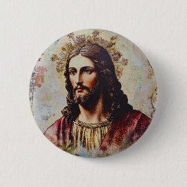 Vintage Jesus Christian Religious Button
