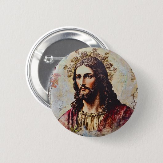 Vintage Jesus Christian Religious  Button (Vorne & Hinten)