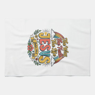 Vintage Jesus Der Weg Wahrheit Leben T-Shirt Geschirrtuch