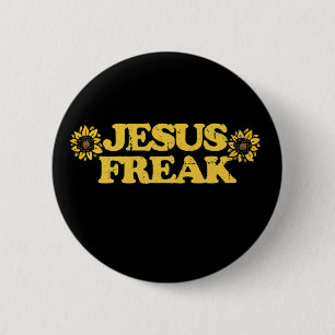 Vintage Jesus Freak Sonnenblumen Christliche Kunst Button