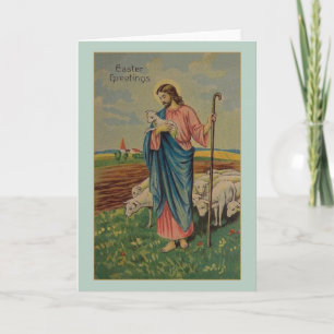 Vintage Jesus Good Shepherder Osterkarte Feiertagskarte