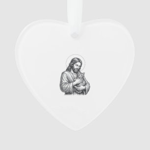 Vintage Jesus hält Katzen Gravur Grafik_1 Ornament
