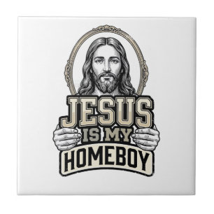 Vintage Jesus Is My Homeboy Gravur Vektor Design Fliese