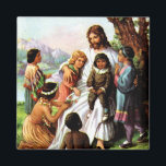 Vintage Jesus Lieben Alle Kinder Magnet<br><div class="desc">Vintage Jesus Lieben Alle Kinder Magnet</div>