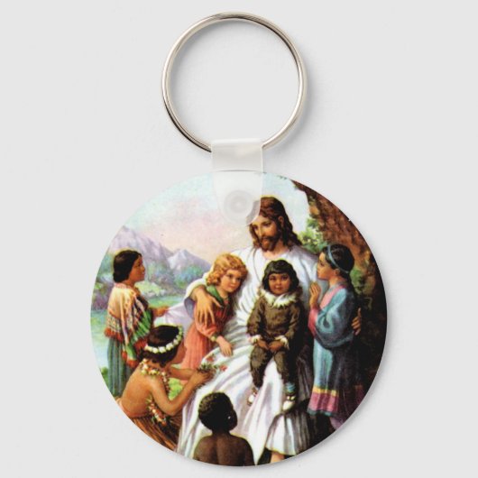 Vintage Jesus Lieben Schlüsselanhänger (Vorderseite)
