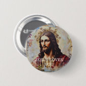 Vintage Jesus Loves You Button (Vorne & Hinten)