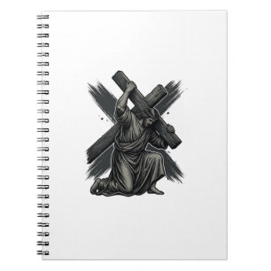 Vintage-Jesus-mit-Kreuz-tragend-christliche-Vektor Notizblock