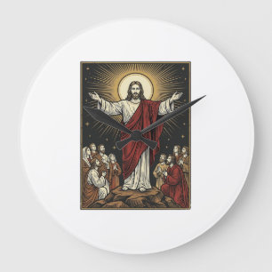 Vintage Jesus Strahlende Herrlichkeit Christliche  Große Wanduhr