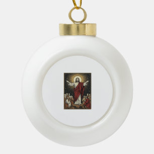 Vintage Jesus Strahlende Herrlichkeit Christliche  Keramik Kugel-Ornament