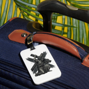 Vintage-Jesus-Tragekreuz-christliche-Vektor-Kunst Gepäckanhänger