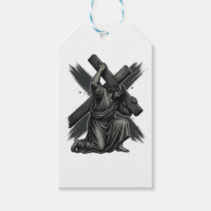 Vintage Jesus trägt das Kreuz christliche Vektorgr Geschenkanhänger