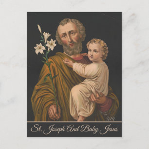 Vintage Jesus und St. Joseph religiös christlich Feiertagspostkarte