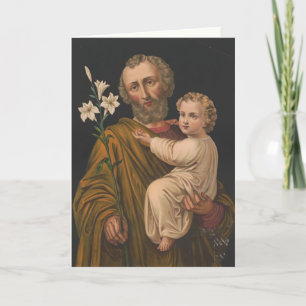 Vintage Jesus und St. Joseph religiöser Christ Feiertagskarte