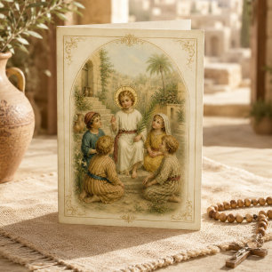 Vintage Jesuskind mit Kindern religiös  Karte
