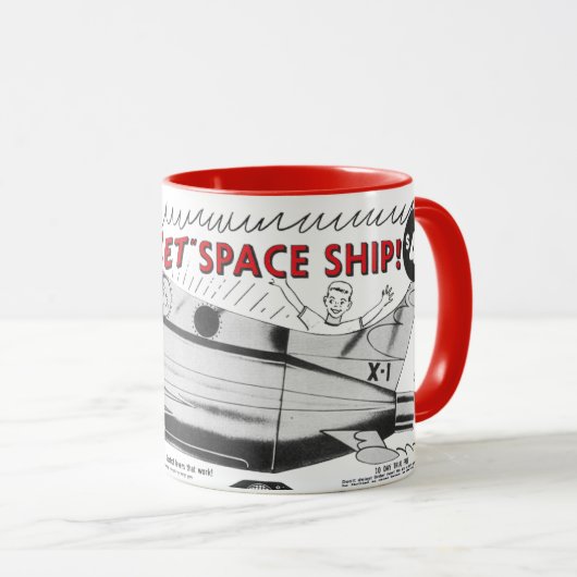 Vintage Jet Rocket Space Ship Tasse (VorderseiteRechts)