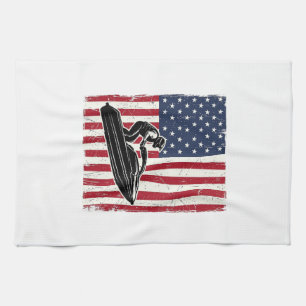 Vintage-Jet-Ski-Amerikanische-Flagge-Vektor-Shirt- Geschirrtuch
