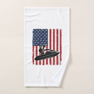 Vintage-Jet-Ski-Amerikanische-Flagge-Vektor-Shirt- Handtuch