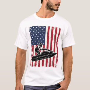 Vintage-Jet-Ski-Amerikanische-Flagge-Vektor-Shirt- T-Shirt
