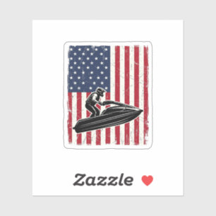 Vintage-Jetski-Amerikanische-Flagge-Vektor-Shirt-D Aufkleber
