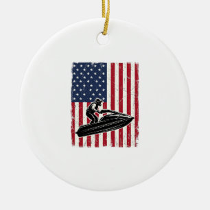 Vintage-Jetski-Amerikanische-Flagge-Vektor-Shirt-D Keramik Ornament