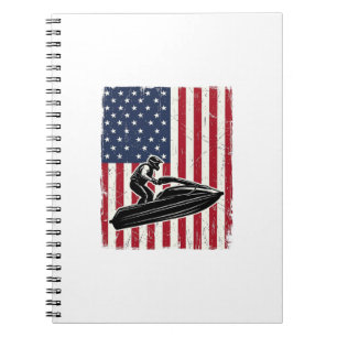 Vintage-Jetski-Amerikanische-Flagge-Vektor-Shirt-D Notizblock