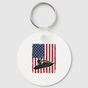 Vintage-Jetski-Amerikanische-Flagge-Vektor-Shirt-D Schlüsselanhänger