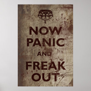 Vintage jetzt Panik und Freak Out Poster