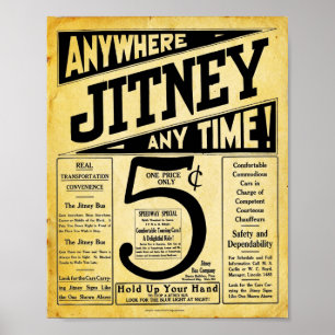 Vintage Jitney-Bus-Transportschild Poster