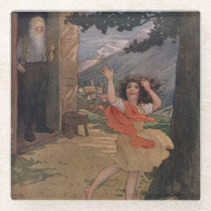 Vintage Johanna Spyri Heidi der Schweizer Alpen Glasuntersetzer