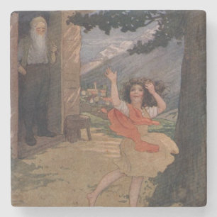 Vintage Johanna Spyri Heidi der Schweizer Alpen Steinuntersetzer