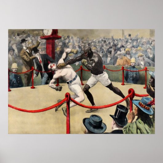 Vintage Johnson Jeffries Fight Illustration Poster (Vorne)