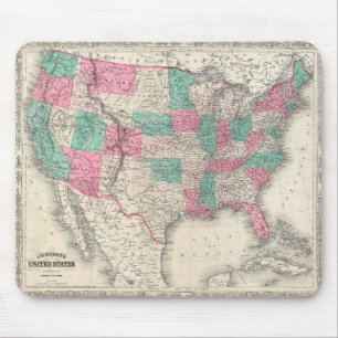 Vintage Johnson-Karte der Vereinigten Staaten (186 Mousepad