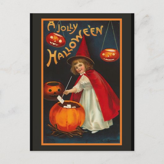 Vintage Jolly Halloween Einladung Postkarte (Vorderseite)