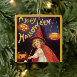 Vintage Jolly Halloween Hexe von Ellen Clapsaddle Keramikornament