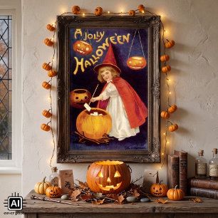 Vintage Jolly Halloween Hexe von Ellen Clapsaddle Poster