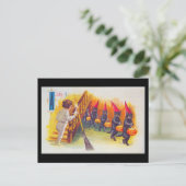 Vintage Jolly Halloween-Karte Schwarze Katzen Postkarte (Stehend Vorderseite)