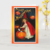 Vintage Jolly Halloween Red Witch Karte (Gelbe Blume)