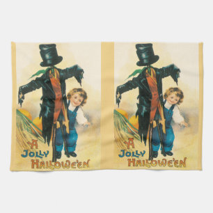 Vintage Jolly Halloween Vogelscheuche Ellen Clapsa Geschirrtuch