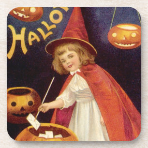 Vintage Jolly Halloween Witch by Ellen Clapsaddle Getränkeuntersetzer
