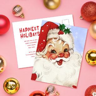 Vintage Jolly Santa Aquarell Weihnachtsfeiertag Postkarte